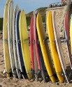 Surfboards for hire on Fistral Beach